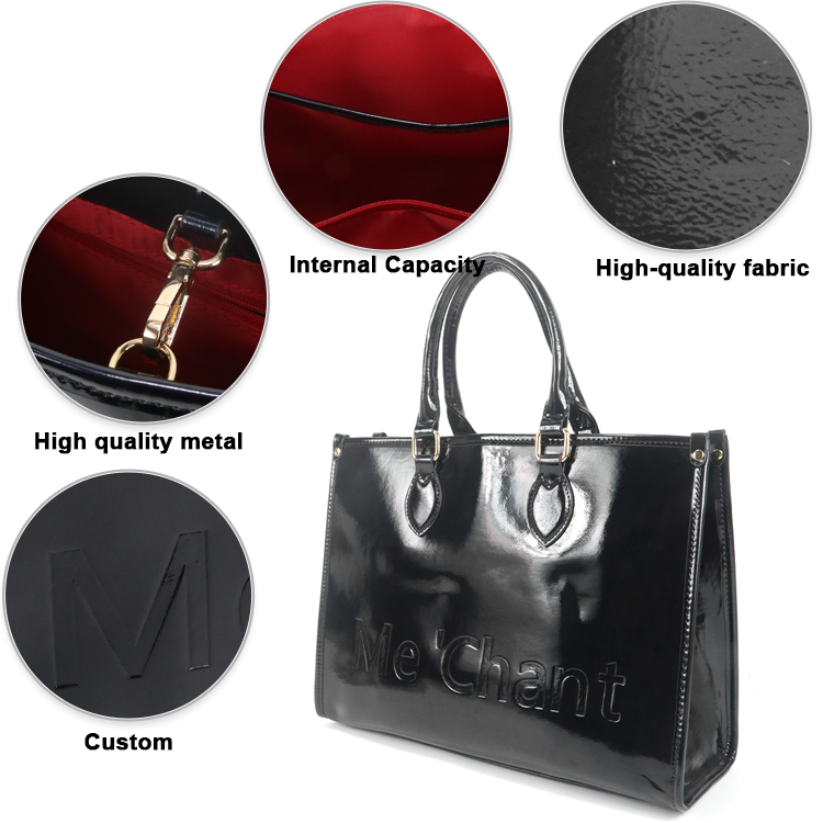 Women Black Glossy Patent PU L - огляд і ціна Top Handle Patent Bag