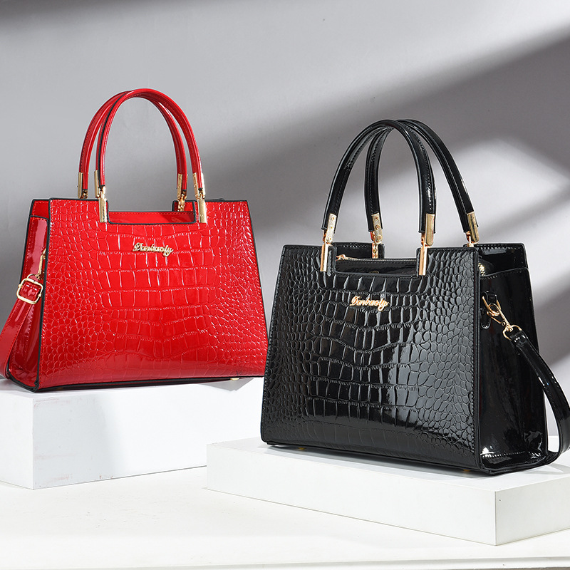 Crocodile Embossed Tote Bag, P - огляд і ціна Top Handle Patent Bag